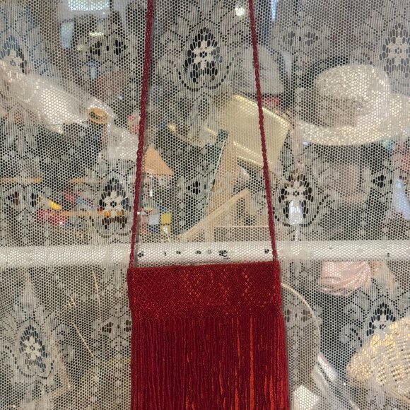 Retro Red Beaded Flapper Purse - Picture 4 of 6